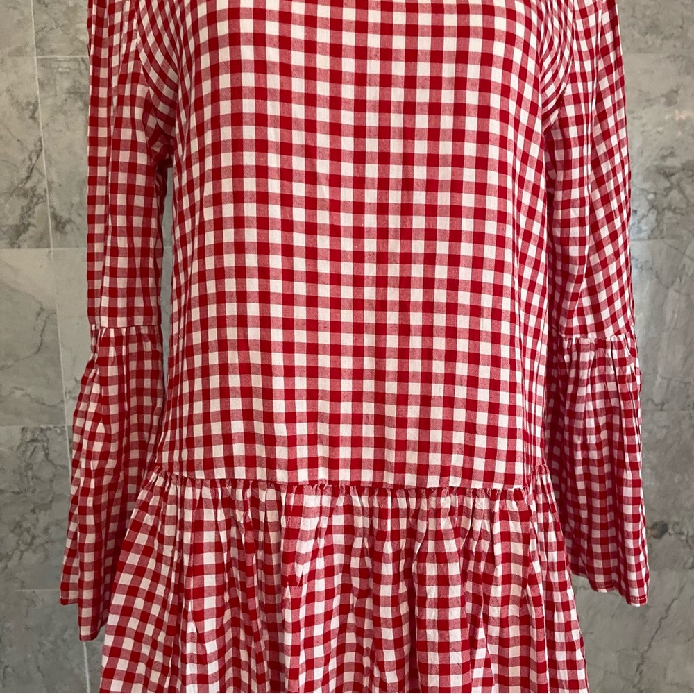 beachlunchlounge Check Ruffled Bell Sleeve Top - Picture 3 of 7